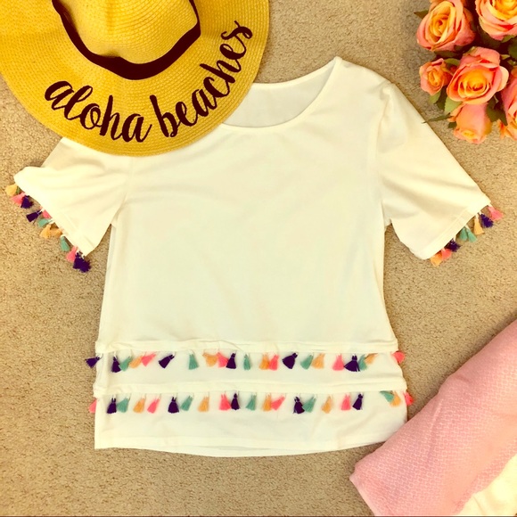 Multicolored Tasseled T-Shirt - Picture 1 of 2